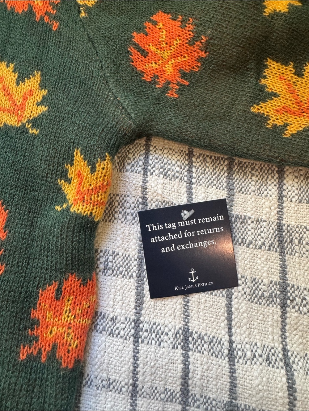 Kiel James Patrick KJP The Big Cozy Leaf Fall Sweater Green NWT - Picture 5 of 8